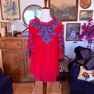 NWT VINTAGE COLLECTION women's beaded embroidered Swing Blouse Bell sleeves